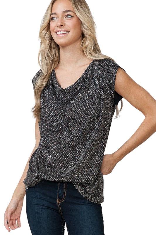 Cowl Neck Lurex Top Shirts & Tops