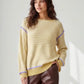Daverri Striped Round Neck Long Sleeve Sweater