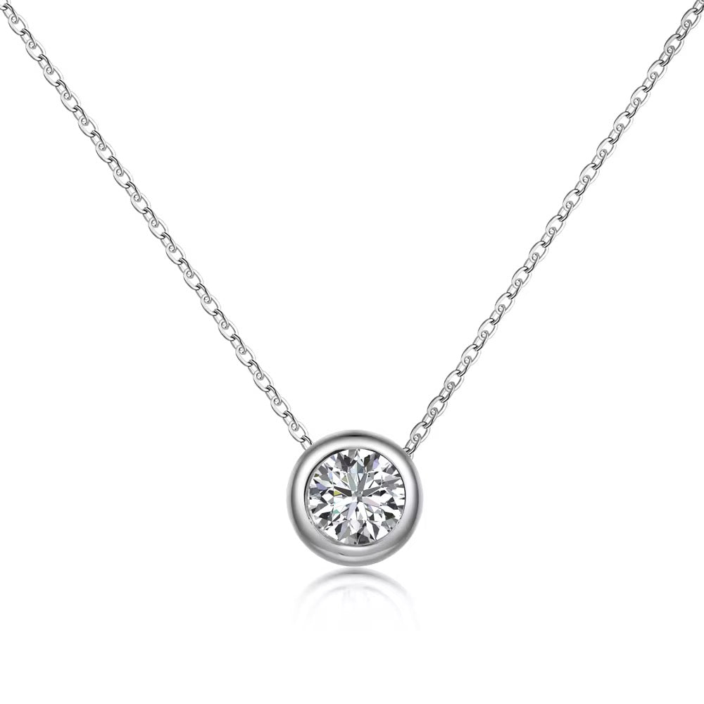 7mm Bezel Set CZ Floating Slide Silver Necklace Necklaces