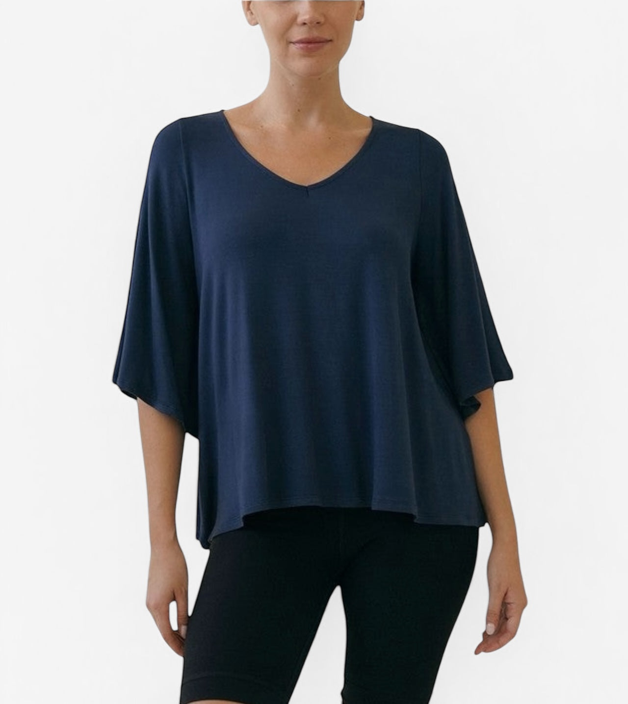 Full Size Flared Sleeve Bamboo Top Tops