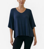 Full Size Flared Sleeve Bamboo Top Tops