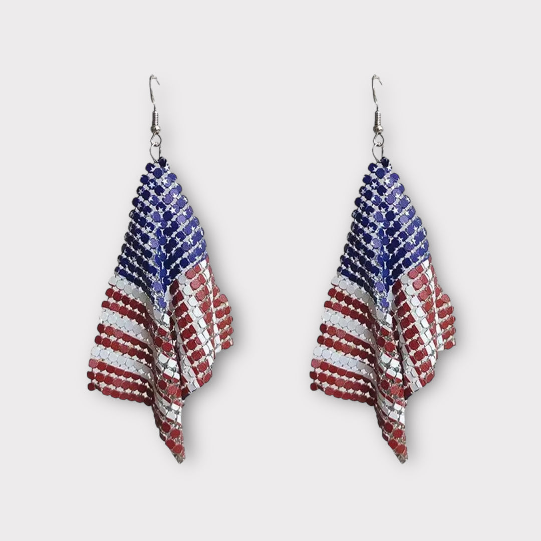 Stars and Stripes Mesh Dangle Earrings Multi one size Earrings