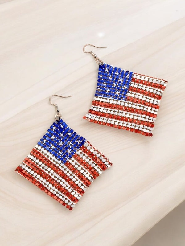 Stars and Stripes Mesh Dangle Earrings Earrings