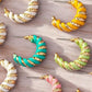 Leather cord wrapped texture hoop earrings Earrings