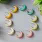 Leather cord wrapped texture hoop earrings Earrings