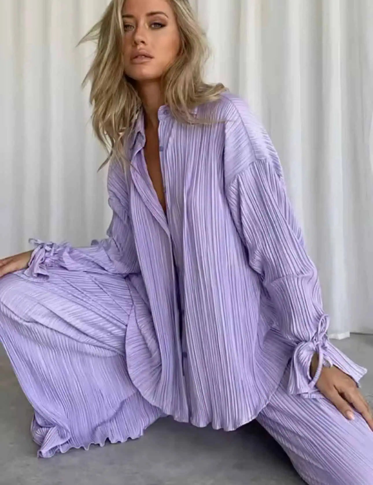 Button Up Long Sleeve Top and Pants Set | Outfit Sets Daverri Fashions