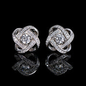 Silver Moissanite Love Knot Stud Earrings Earrings