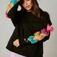Sequin Bow Cutout Round Neck Sweatshirt - DAVERRI FASHIONS
