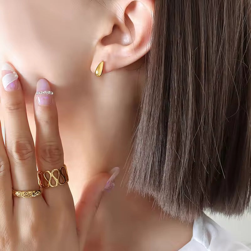 Sterling Silver Mini Half Hoop Studs - Gold Plated Earrings