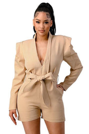 Blazer Romper with Belt Rompers