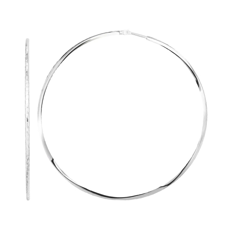 Sterling Silver 60mm Diamond Cut Endless Hoop Earring Earrings