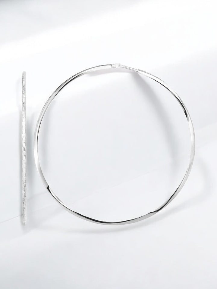 Sterling Silver 60mm Diamond Cut Endless Hoop Earring Earrings