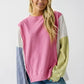 Exposed Seam Contrast Long Sleeve Sweatshirt - DAVERRI FASHIONS