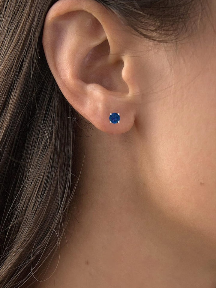 Sterling Silver September Sapphire Crystal Stud Earrings Earrings