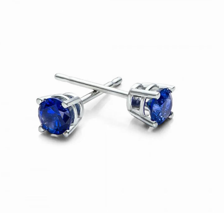 Sterling Silver September Sapphire Crystal Stud Earrings Earrings