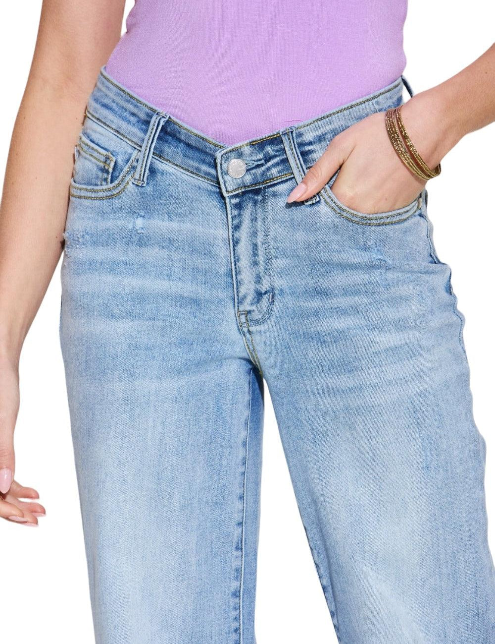 Judy Blue Full Size V Front Waistband Straight Jeans Jeans