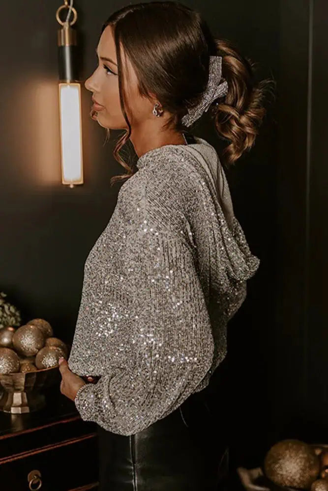 Sequin Long Sleeve Top | Blouses Daverri Fashions