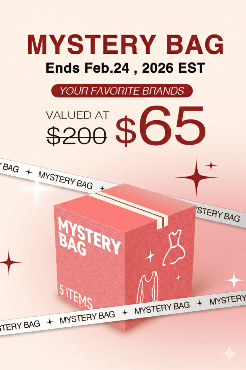 Pink Mystery Bag of 5 Items with white text and garment illustrations