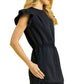 Umgee Luxe knit ruffle sleeve drawstring mini dress, black sleeveless
