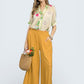 Umgee mustard yellow linen frayed side pocket wide-leg pants, relaxed fit
