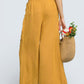 Umgee mustard-yellow linen frayed side pocket wide-leg pants