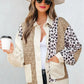 Leopard Waffle Quilted Patchwork Button Front Jacket - DAVERRI FASHIONS