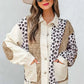 Leopard Waffle Quilted Patchwork Button Front Jacket - DAVERRI FASHIONS