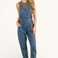 Too Cute to Compute dark blue denim waist tie overalls with front pockets