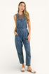 Too Cute to Compute dark blue denim waist tie overalls with front pockets