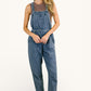 Too Cute to Compute dark blue denim overalls with drawstring waist and front pockets