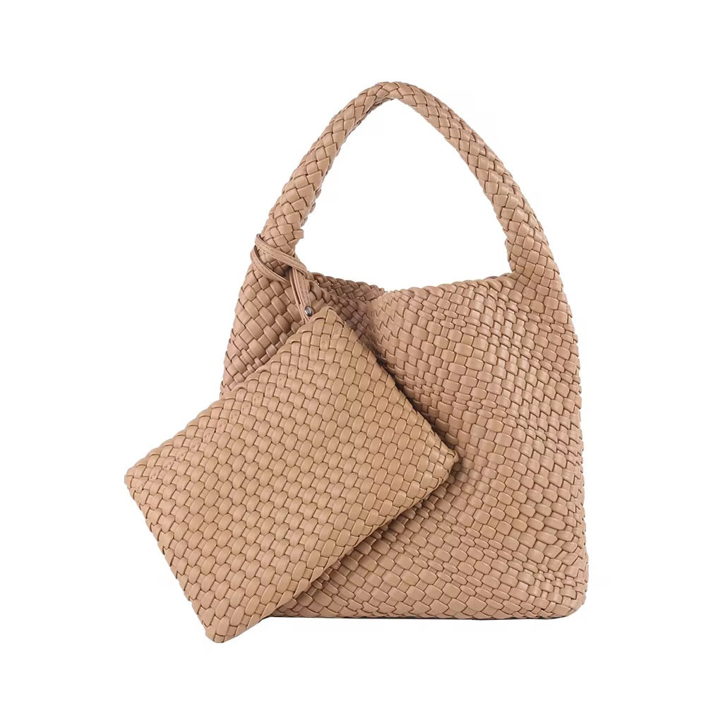 Vegan Leather Woven Hobo Handbags