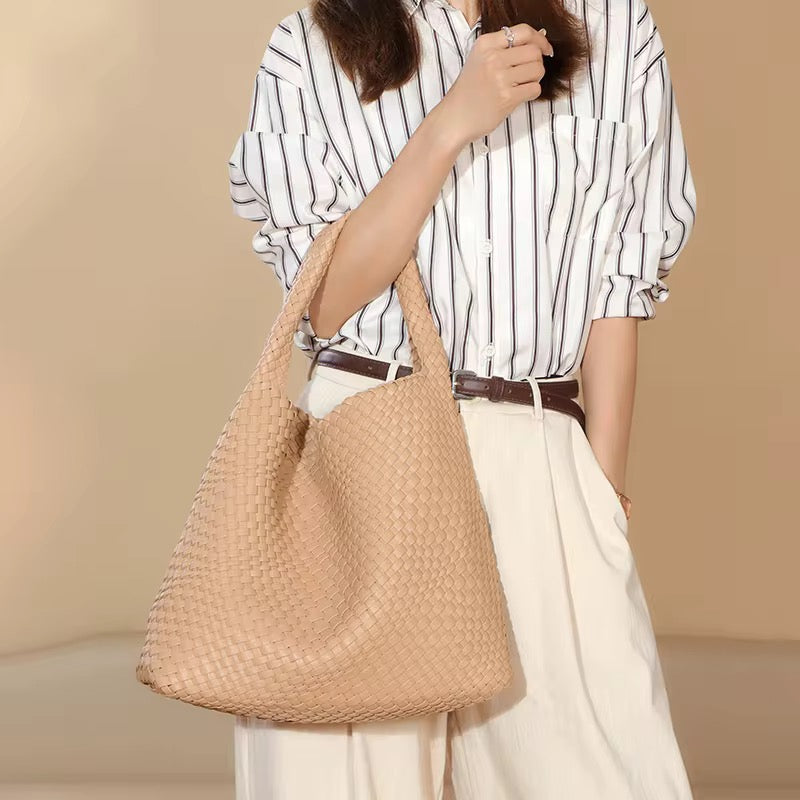 Vegan Leather Woven Hobo