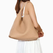 Vegan Leather Woven Hobo Handbags