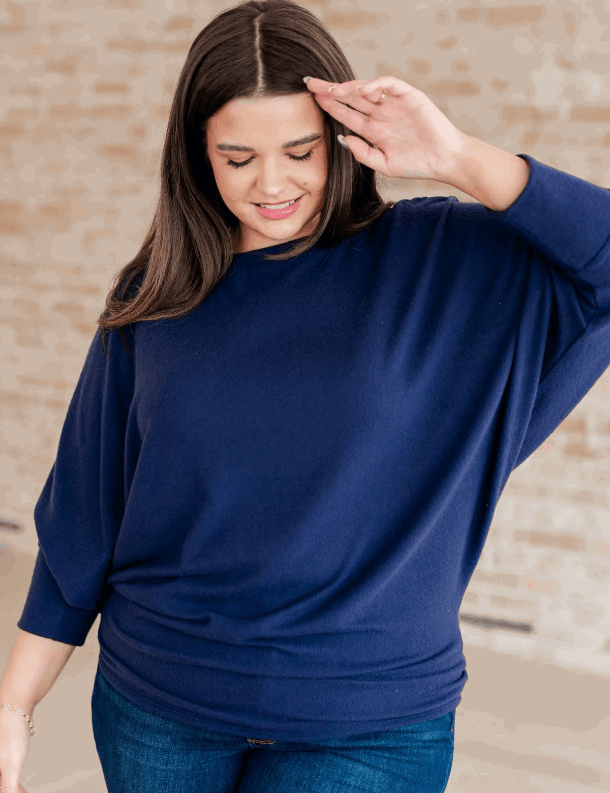 Casually Comfy Batwing Top Navy Shirts & Tops