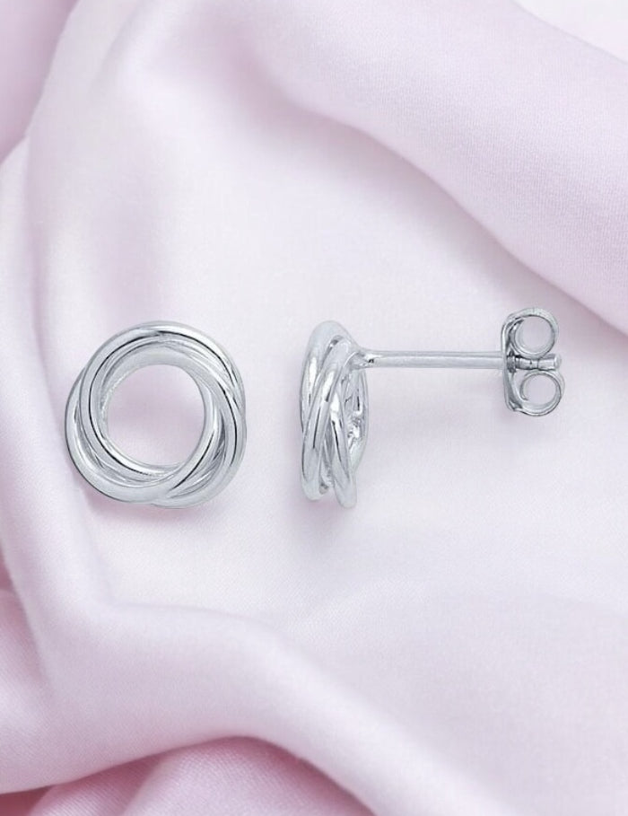 Sterling Silver Open Circle Twist Post Earrings Earrings