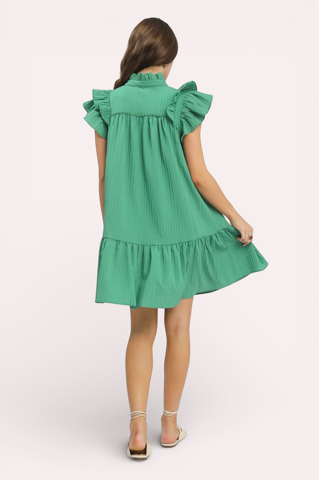 Umgee Flutter Sleeve Tiered Dress