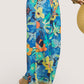 Blue floral print Umgee wide-leg pants with frayed hem