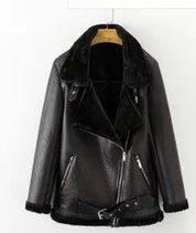 Vegan Shearling Lined Faux Leather Biker Jacket | Jackets Daverri Fashions