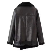 Vegan Shearling Lined Faux Leather Biker Jacket | Jackets Daverri Fashions
