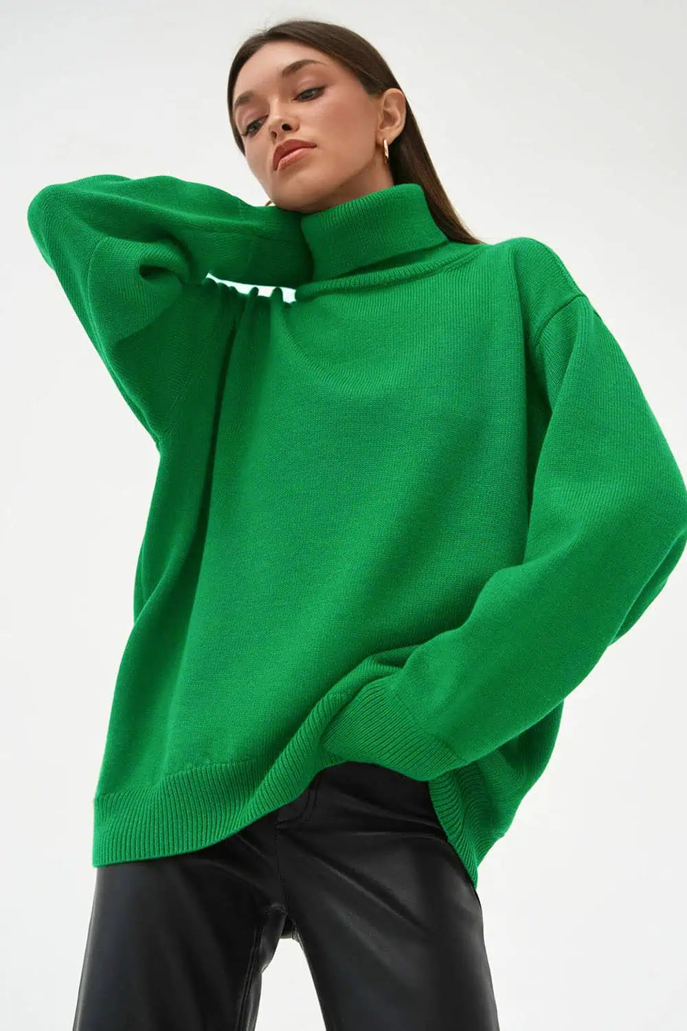 Turtle Neck Dropped Shoulder Sweater | Sweaters Daverri Fashions