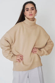 Turtle Neck Dropped Shoulder Sweater | Sweaters Daverri Fashions