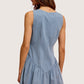 SO ME fit and flare sleeveless light blue denim mini dress