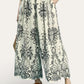 Umgee Border Print Wide Leg Pants in cream with black botanical paisley