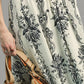 Umgee Border Print Wide Leg Pants with off-white skirt black botanical embroidery