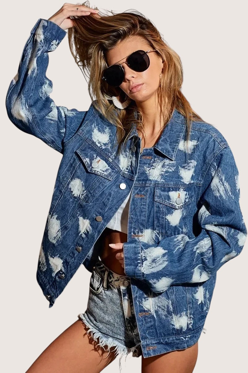 BiBi Washed Tie Dye Denim Jacket