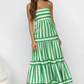 Daverri green white striped tiered maxi cami dress on woman