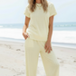 Daverri Textured Round Neck Top and Pants Set