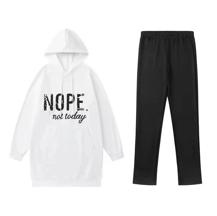 Leggings & Nope Not Today Oversized Split Hem Hoodie Loungewear Set | Loungewear Sets Daverri Fashions