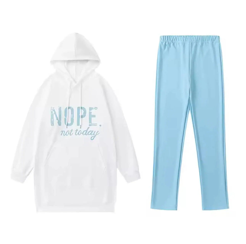 Leggings & Nope Not Today Oversized Split Hem Hoodie Loungewear Set | Loungewear Sets Daverri Fashions