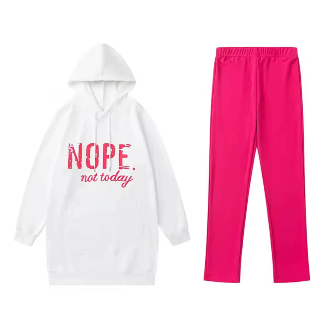 Leggings & Nope Not Today Oversized Split Hem Hoodie Loungewear Set | Loungewear Sets Daverri Fashions